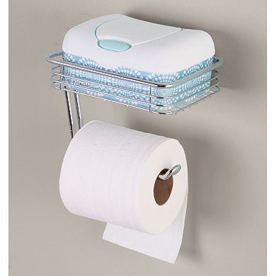 iDesign Classico Toilet Paper Holder with Shelf for Bathroom - Wall Mount, Chrome