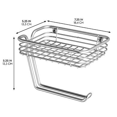 iDesign Classico Toilet Paper Holder with Shelf for Bathroom - Wall Mount, Chrome