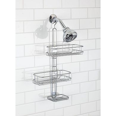 iDesign Linea Adjustable Bathroom Shower Caddy for Shampoo, Conditioner, Soap - Silver