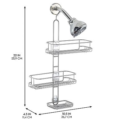 iDesign Linea Adjustable Bathroom Shower Caddy for Shampoo, Conditioner, Soap - Silver
