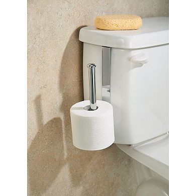 iDesign Stainless Steel Over the Tank Toilet Paper Holder – Compact Organizer Caddy Holds 2 Rolls of Toilet Paper, 2" x 4" x 10", Chrome