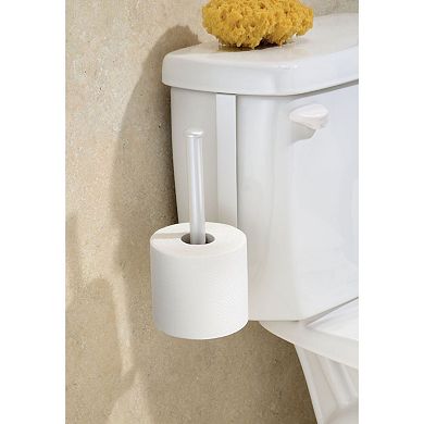iDesign Classico Toilet Paper Holder for Bathroom Storage, Over the Tank - Pearl White