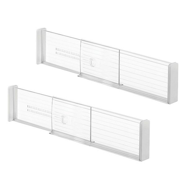 iDesign Recycled Plastic Adjustable Drawer Dividers- Set of 2 &ndash; Linus Collection &ndash; Clear - Clear