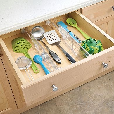 iDesign Recycled Plastic Adjustable Drawer Dividers- Set of 2 – Linus Collection – Clear