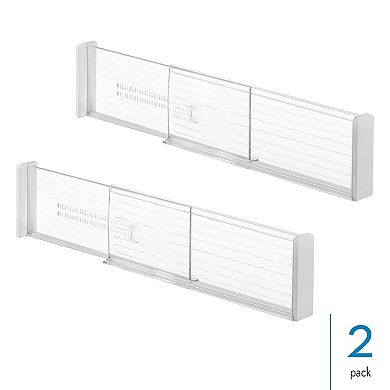 iDesign Recycled Plastic Adjustable Drawer Dividers- Set of 2 – Linus Collection – Clear