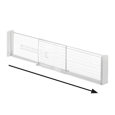 iDesign Linus Adjustable Drawer Dividers, Deep Drawer Divider (Set of 2), Clear