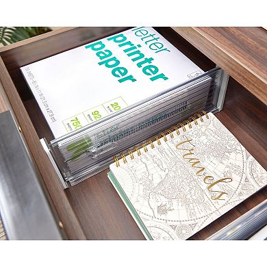 iDesign Linus Adjustable Drawer Dividers, Deep Drawer Divider (Set of 2), Clear
