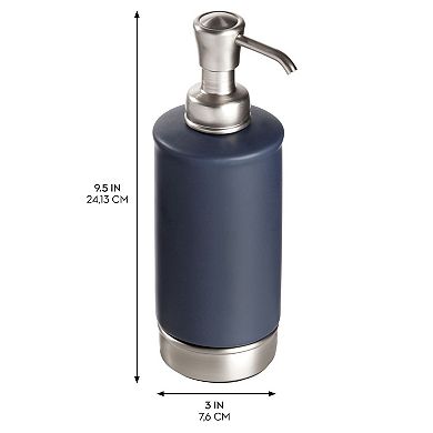 iDesign Soap Dispenser for Bathroom or Vanity - Holds Hand Soap or Lotion - Matte Navy/Brushed