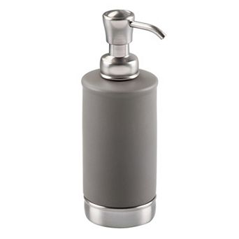 iDesign Soap Dispenser for Bathroom or Vanity - Holds Hand Soap or Lotion - Matte Gray/Brushed