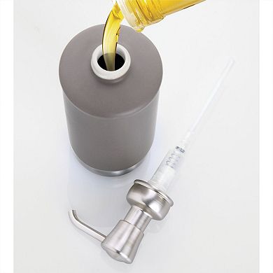 iDesign Soap Dispenser for Bathroom or Vanity - Holds Hand Soap or Lotion - Matte Gray/Brushed