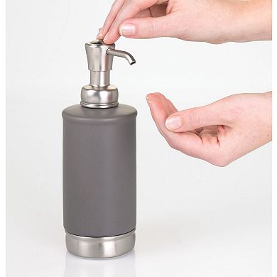 iDesign Soap Dispenser for Bathroom or Vanity - Holds Hand Soap or Lotion - Matte Gray/Brushed