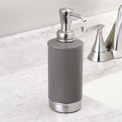 iDesign Soap Dispenser for Bathroom or Vanity - Holds Hand Soap or Lotion - Matte Gray/Brushed
