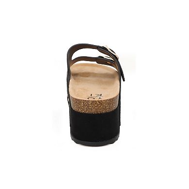 Yoki Platform Cork Double Buckle Women's Sandals