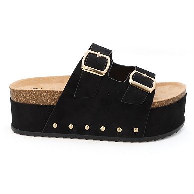 Yoki Platform Cork Double Buckle Women's Sandals