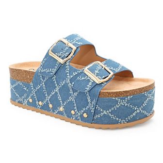 Yoki Platform Cork Double Buckle Women's Sandals