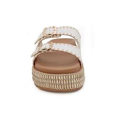 Yoki Platform Espadrille Double Buckle Stitch Women's Sandals