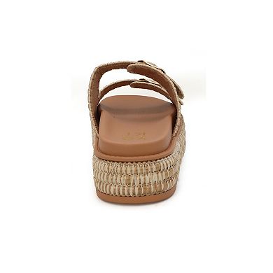 Yoki Platform Espadrille Double Buckle Stitch Women's Sandals