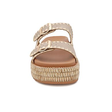 Yoki Platform Espadrille Double Buckle Stitch Women's Sandals