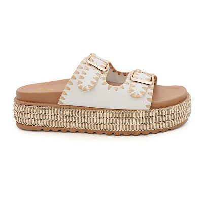 Yoki Platform Espadrille Double Buckle Stitch Women's Sandals
