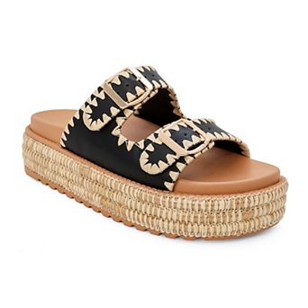 Yoki Platform Espadrille Double Buckle Stitch Women's Sandals