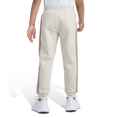 Boys adidas Elastic Waistband 3-Stripe Cotton Fleece Joggers