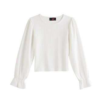 Girls 7-16 IZ Byer Faux Pearl Embellished Long Sleeve Top