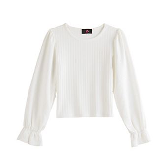 Girls 7-16 IZ Byer Faux Pearl Embellished Long Sleeve Top