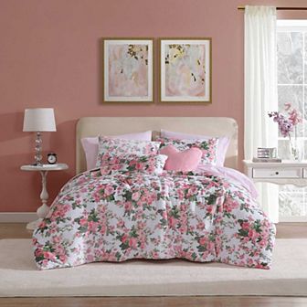 Betsey Johnson Vintage Floral Pink Comforter Set with Shams