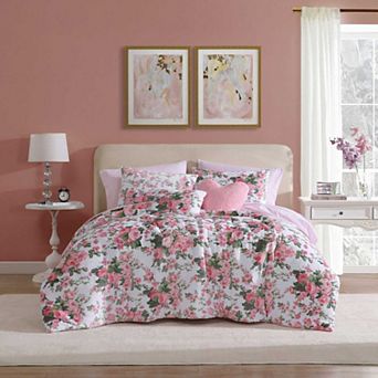 Betsey Johnson Vintage Floral Pink Comforter Set with Shams
