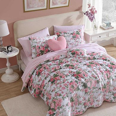 Betsey Johnson Vintage Floral Pink Comforter Set with Shams
