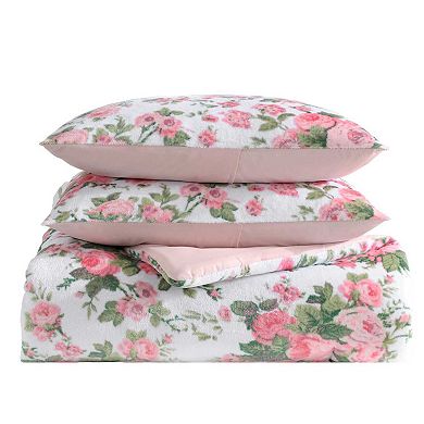 Betsey Johnson Vintage Floral Pink Comforter Set with Shams