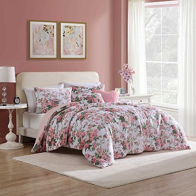 Betsey Johnson Vintage Floral Pink Comforter Set with Shams
