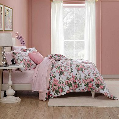 Betsey Johnson Vintage Floral Pink Comforter Set with Shams