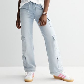 Girls 7-16 Limited Too Knit Denim Cargo Wide Leg Pants