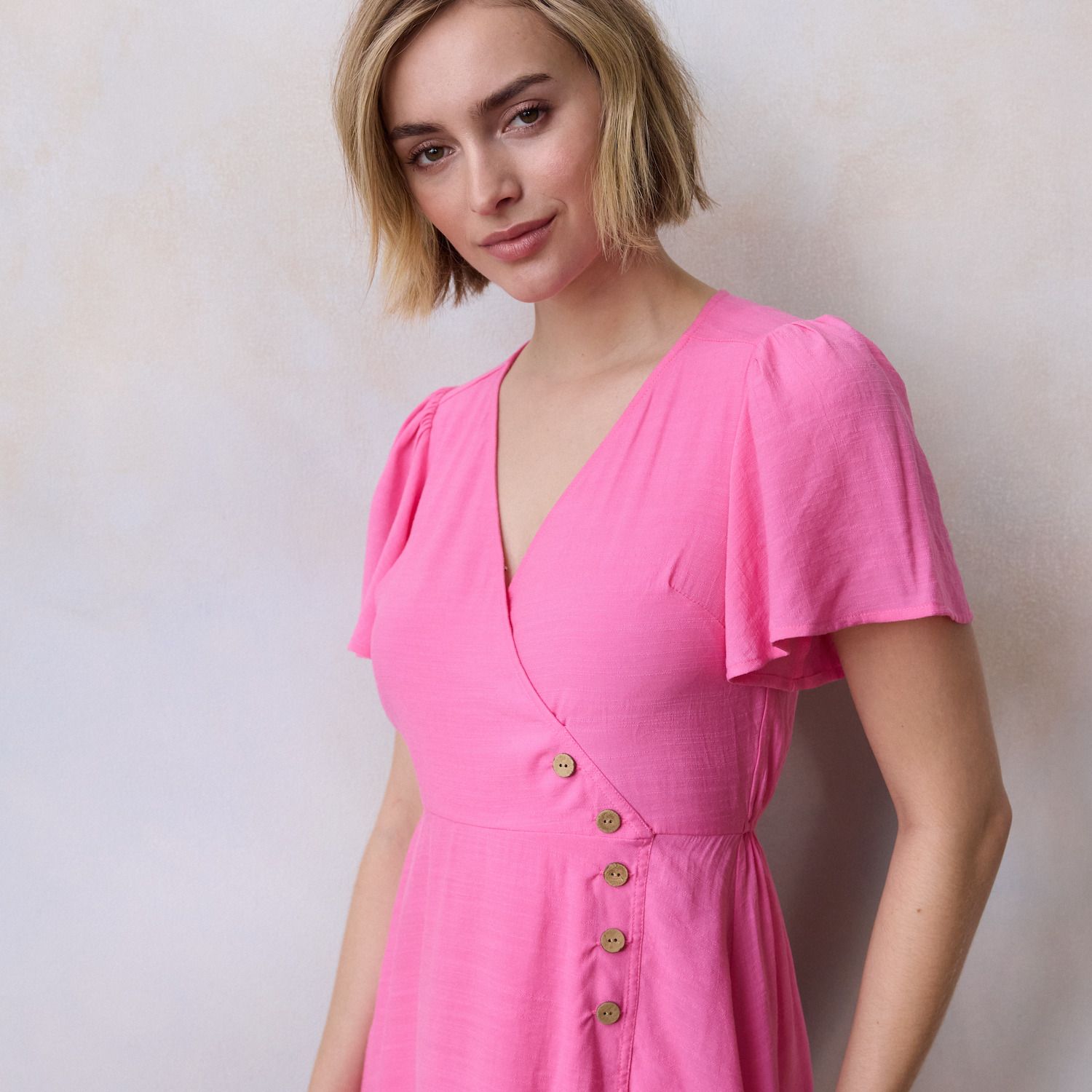 Женское платье LC Lauren Conrad Button Wrap Mini, цвет: Синий — фото 3