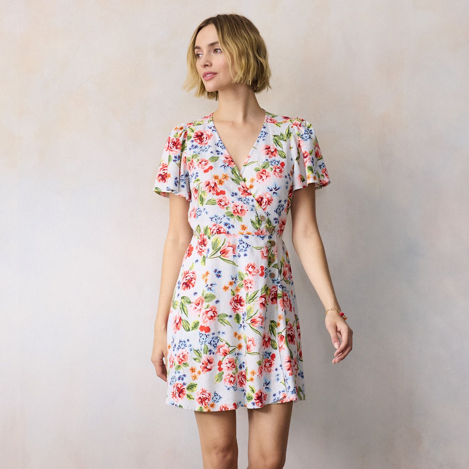 Женские платья LC Lauren Conrad Button Wrap Mini Dress