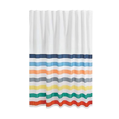 iDesign Multi Stripe Shower Curtain – 11.75” L x 9” W x 1.5” H, Multicolor Bathroom Curtain