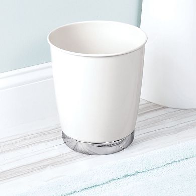 iDesign Small Round Bathroom Trash Can - White/Chrome