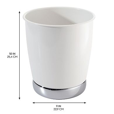 iDesign Small Round Bathroom Trash Can - White/Chrome