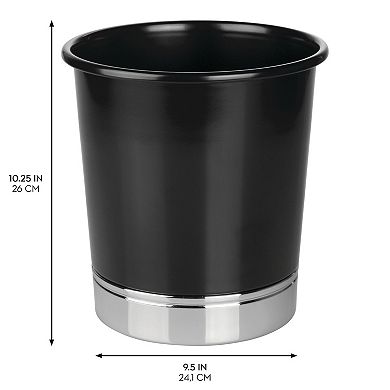 iDesign Small Round Bathroom Trash Can - Matte Navy/Brushed Nickel