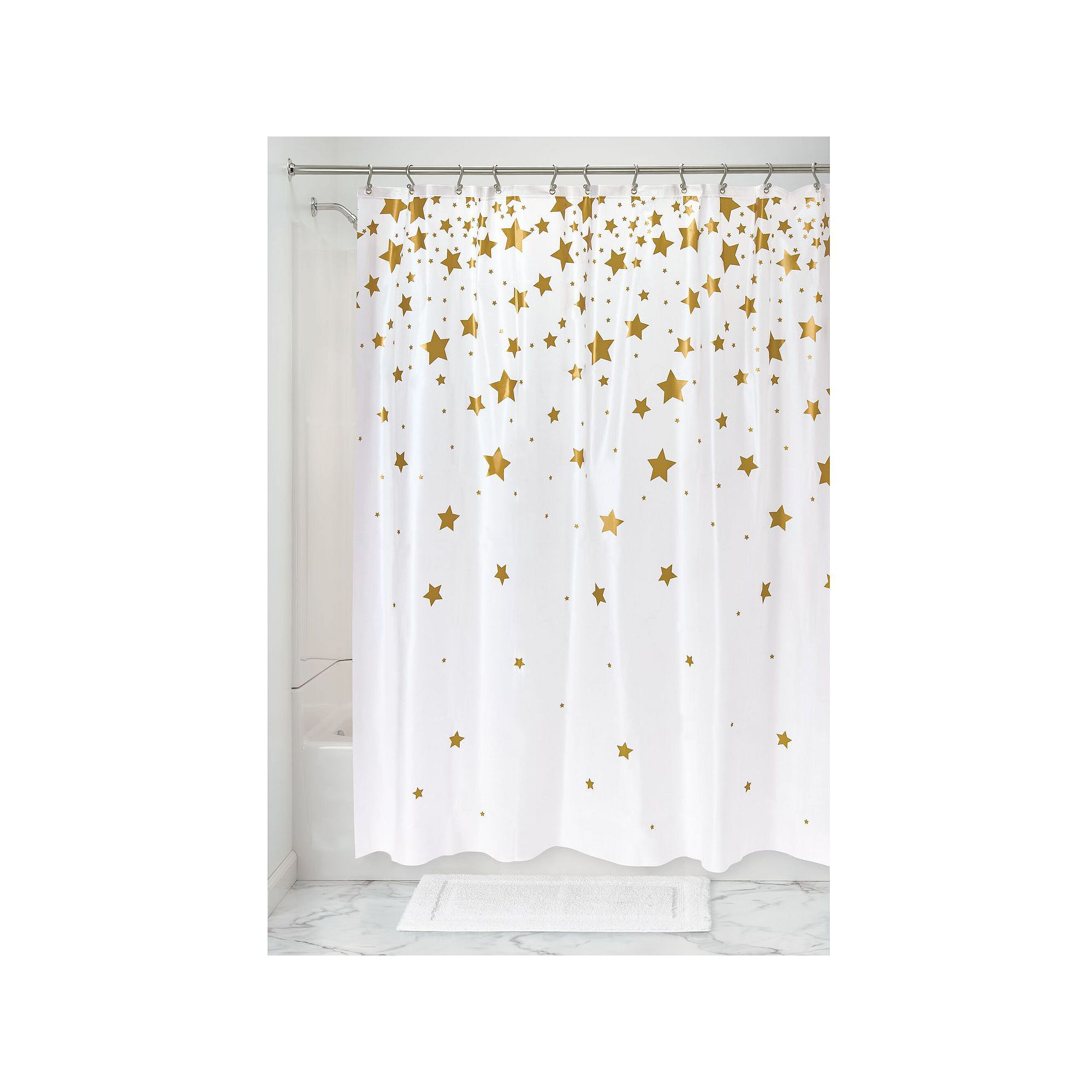 iDesign Falling Stars Shower Curtain – 11.5” L x 9.3” W x 1.3” H, W