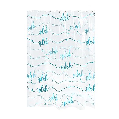 iDesign Splish Splash Shower Curtain – 11.65” L x 9.3” W x 1.2” H, Blue Bathroom Curtain