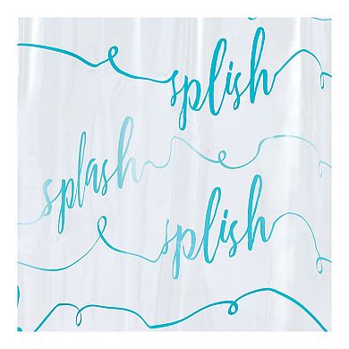iDesign Splish Splash Shower Curtain – 11.65” L x 9.3” W x 1.2” H, Blue Bathroom Curtain