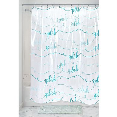 iDesign Splish Splash Shower Curtain – 11.65” L x 9.3” W x 1.2” H, Blue Bathroom Curtain