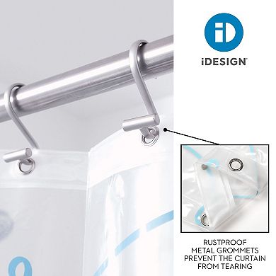 iDesign Splish Splash Shower Curtain – 11.65” L x 9.3” W x 1.2” H, Blue Bathroom Curtain