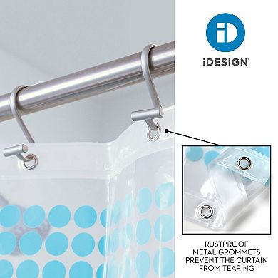 iDesign Zoey Stripe Shower Curtain – 11.02” L x 8.66” W x 0.98” H, Aqua/Navy Bathroom Curtain