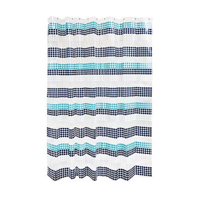 iDesign Zoey Stripe Shower Curtain – 11.02” L x 8.66” W x 0.98” H, Aqua/Navy Bathroom Curtain
