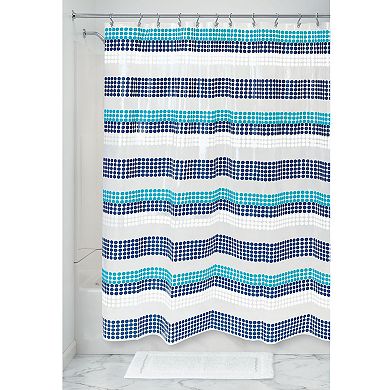 iDesign Zoey Stripe Shower Curtain – 11.02” L x 8.66” W x 0.98” H, Aqua/Navy Bathroom Curtain