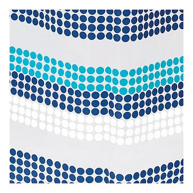 iDesign Zoey Stripe Shower Curtain – 11.02” L x 8.66” W x 0.98” H, Aqua/Navy Bathroom Curtain