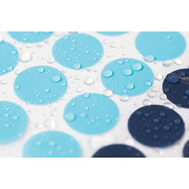 iDesign Zoey Stripe Shower Curtain – 11.02” L x 8.66” W x 0.98” H, Aqua/Navy Bathroom Curtain